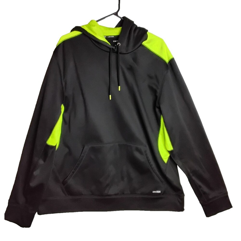 Tek Gear Dry Tek Black & Green Pullover Hoodie XL Mens Outdoor Athletic